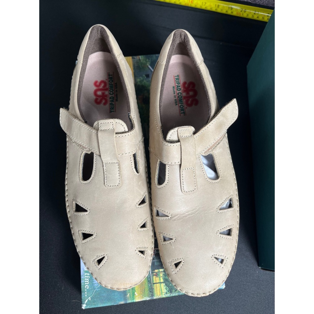 SAS Women's 10 N Beige Leather Tripad Comfort Mary Jane Walking Shoes USA
